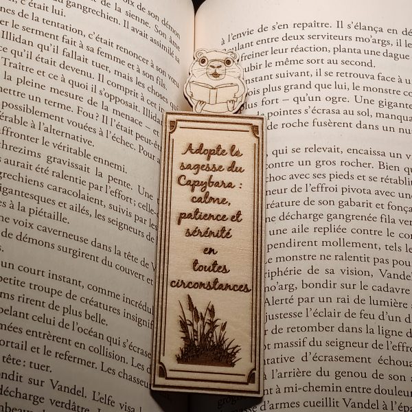 Marque page en bois "La sagesse du Capy" version long